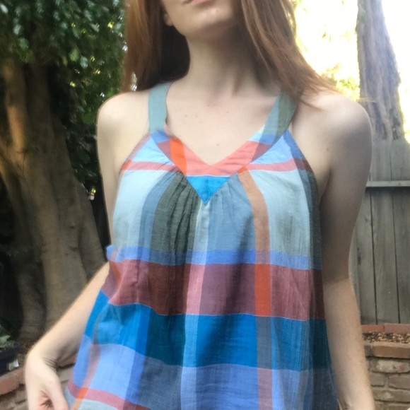 ANTHROPOLOGIE HD IN PARIS Plaid Top - Picture 1 of 7